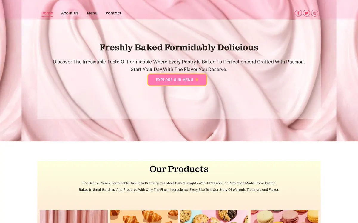 Formidable Bakery home page