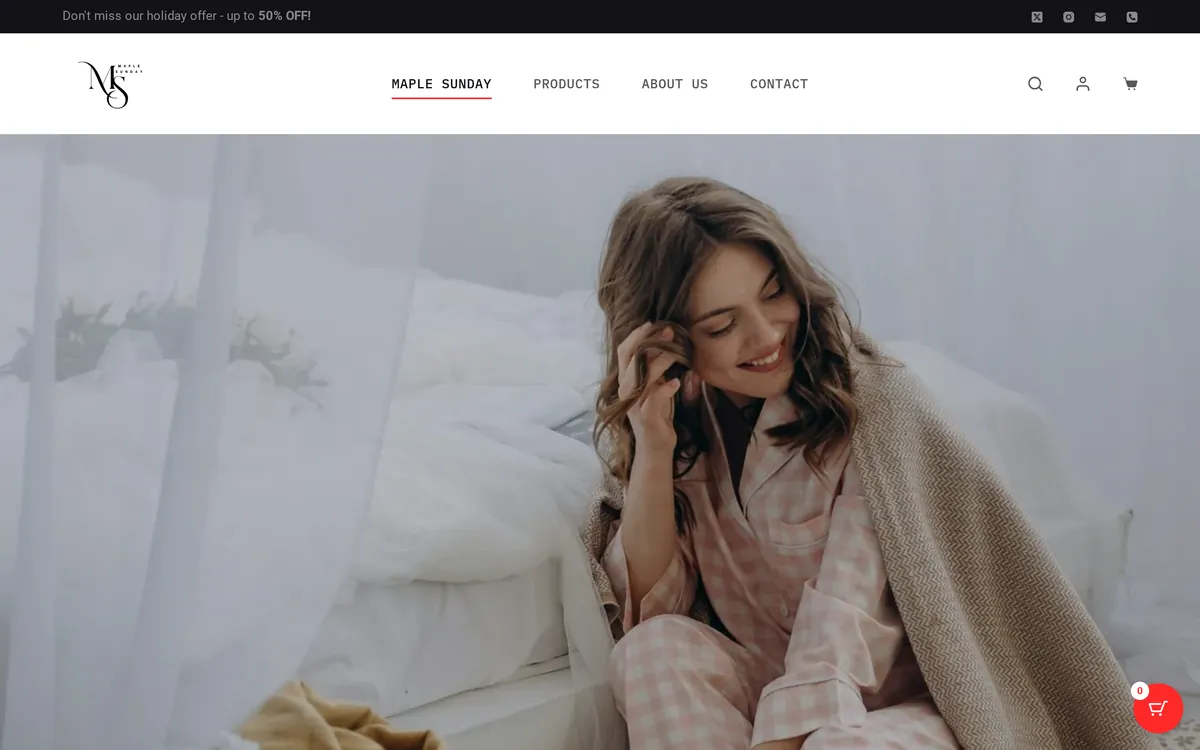 Maple Sunday store home page